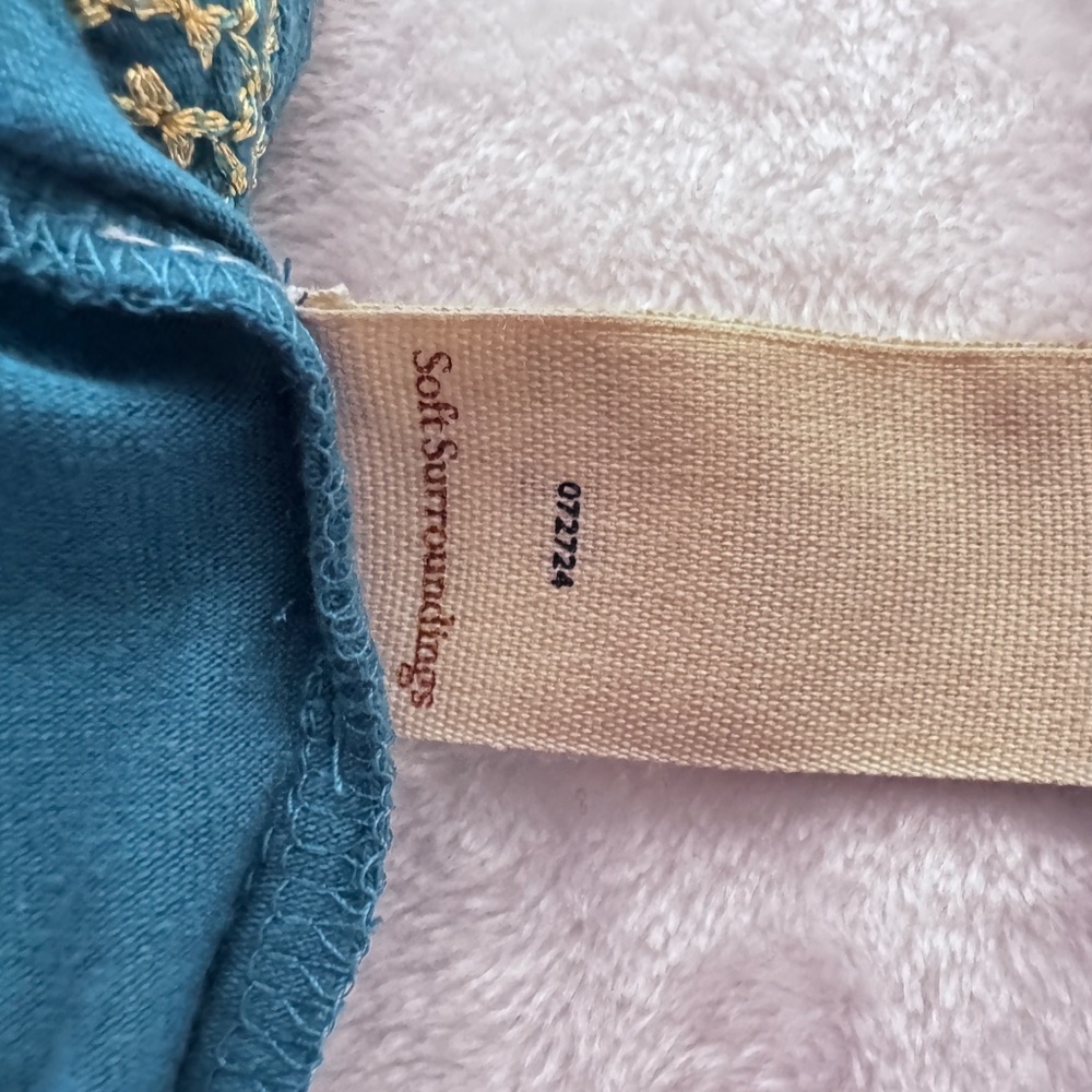 Soft Surrounding Relax Top Turquoise Gold Embroidered Entertaining - Picture 11 of 11